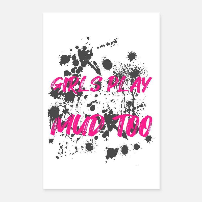 Les filles jouent dans la boue Schlammlauf Mud Run Muddy Poster 40 x 60 cm