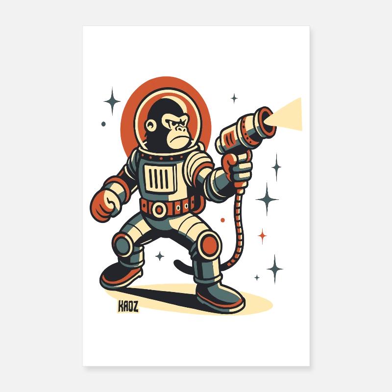 Space Monkey Astronaut Laser Blaster Poster 40x60 cm