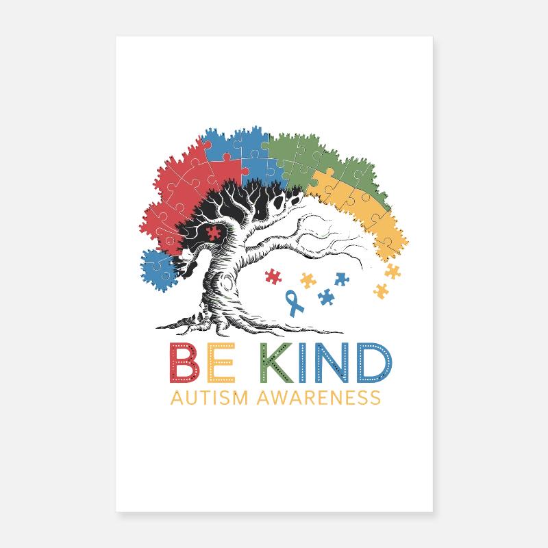 Be Kind Autism Bewusstsein Baum Puzzle Poster 40x60 cm