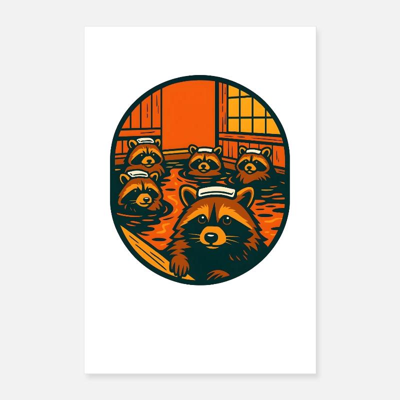 Source thermale du raton laveur Poster 40 x 60 cm