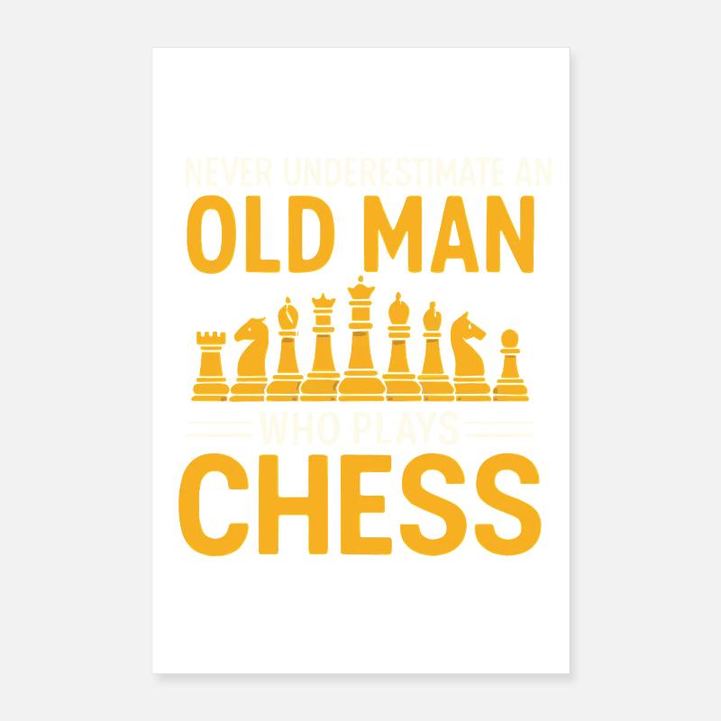 Funny Chess Odds Old Man Chess Poster 16" x 24" (40x60 cm)