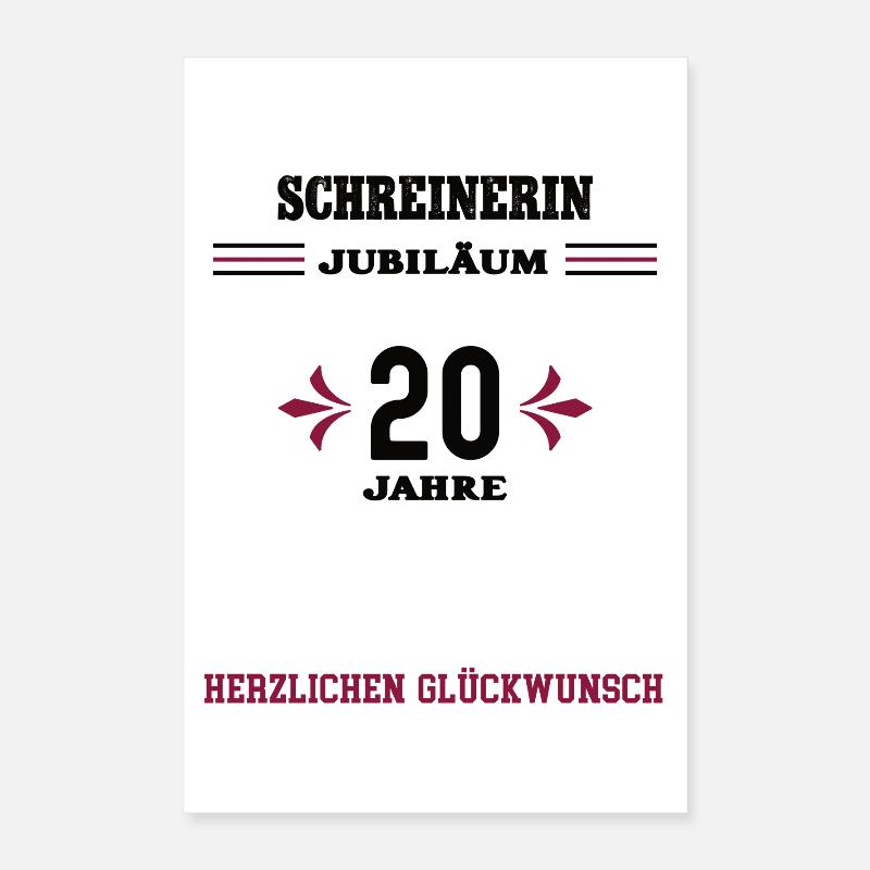 Carpenter 20 Years Anniversary 20th Anniversary Carpentry Poster 16" x 24" (40x60 cm)