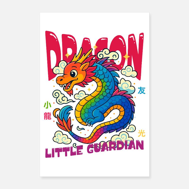 Regenbogen Drache - Kleiner Wächter Poster 40x60 cm