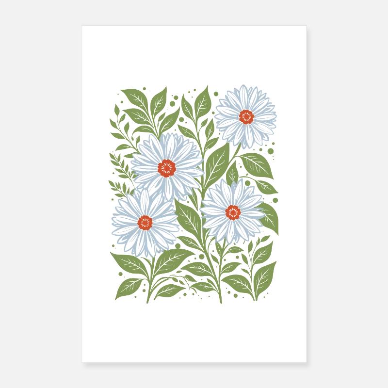 Gänseblümchen in Himmelblau Blumen Poster 40x60 cm