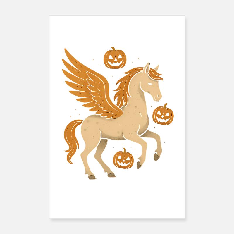 Winged steed with pumpkins Poster 16" x 24" (40x60 cm)