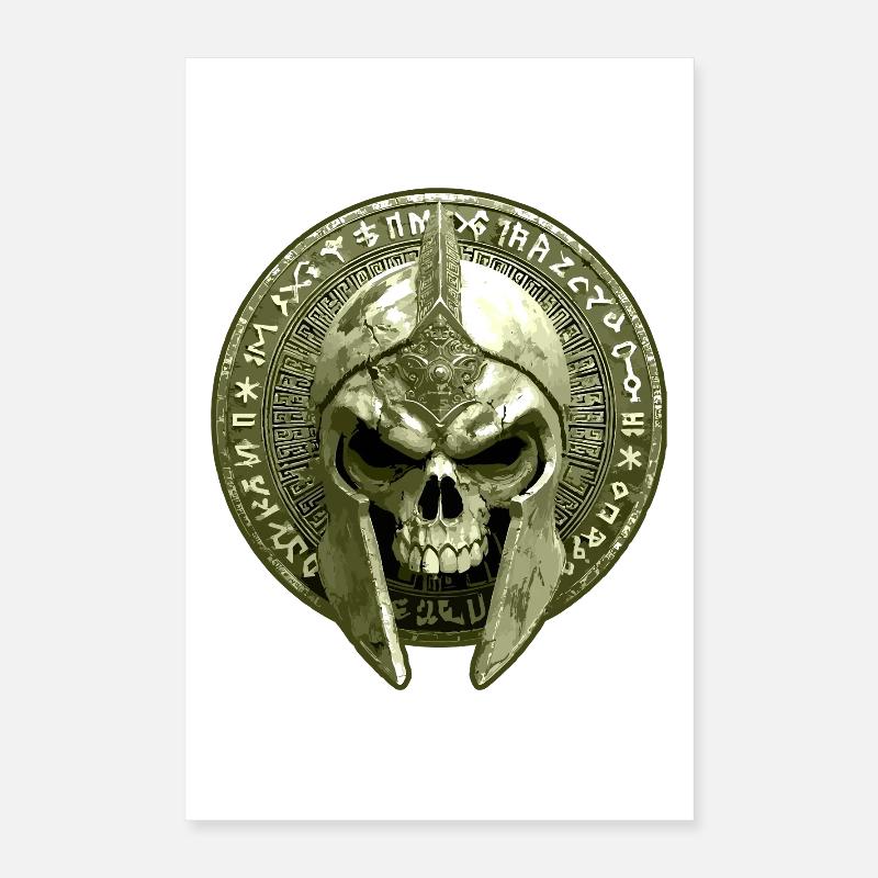 Spartan Skeleton Gladiator Skull Poster 16" x 24" (40x60 cm)