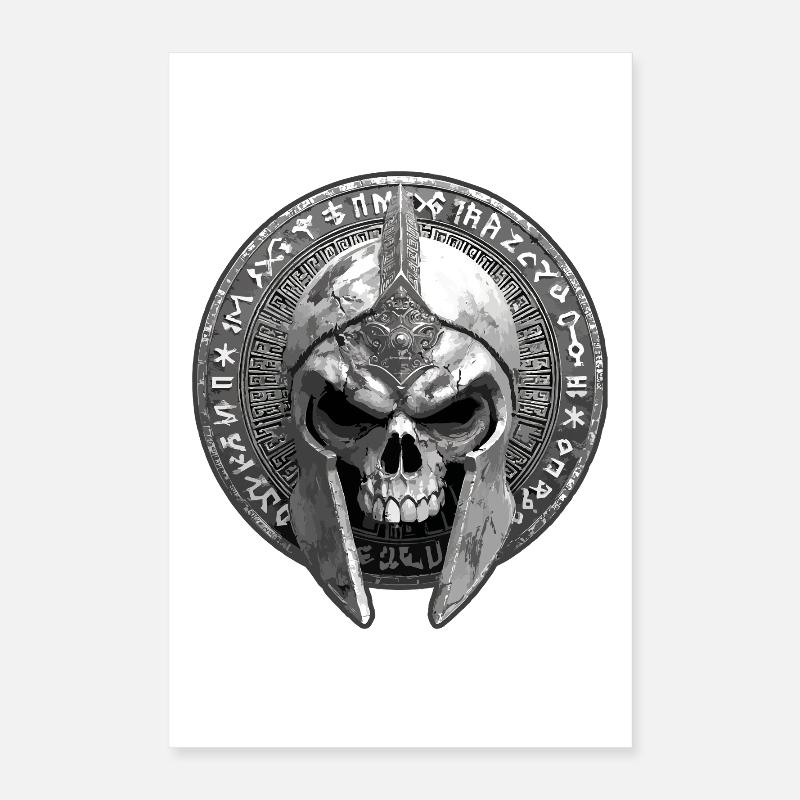 Spartan Skeleton Gladiator Skull Poster 16" x 24" (40x60 cm)
