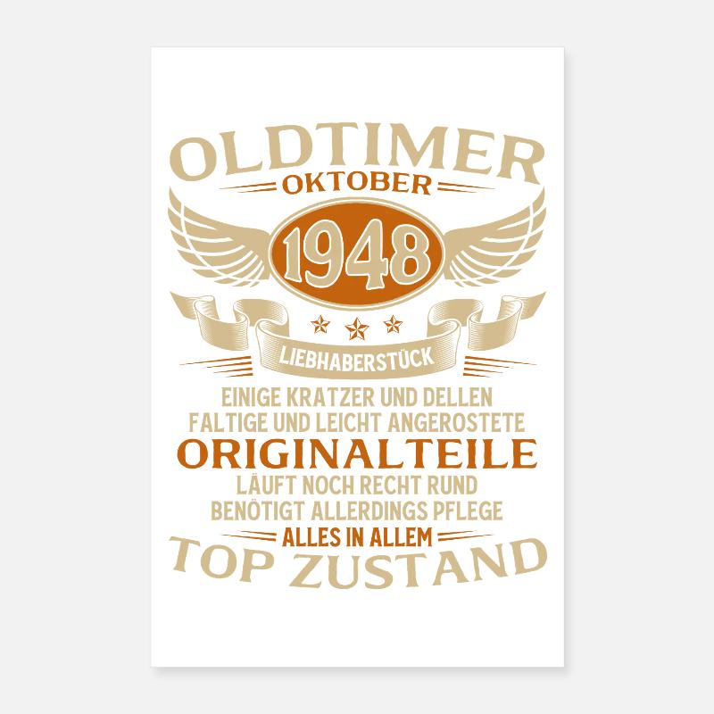 77. Geburtstag Geschenk Oldtimer Oktober 1948 Poster 40x60 cm