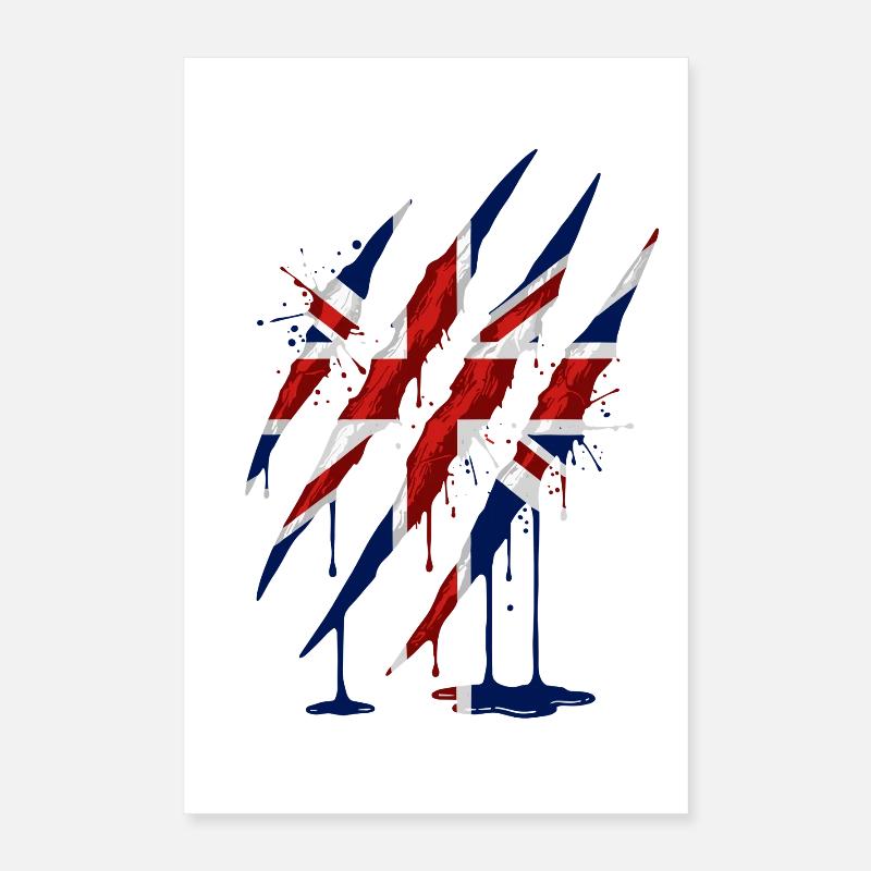 Union Jack Claw Scratch Mark Poster 16" x 24" (40x60 cm)