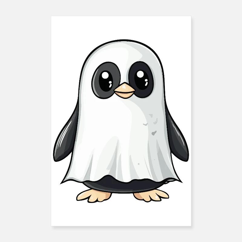 Penguin Halloween Ghost Poster 16" x 24" (40x60 cm)