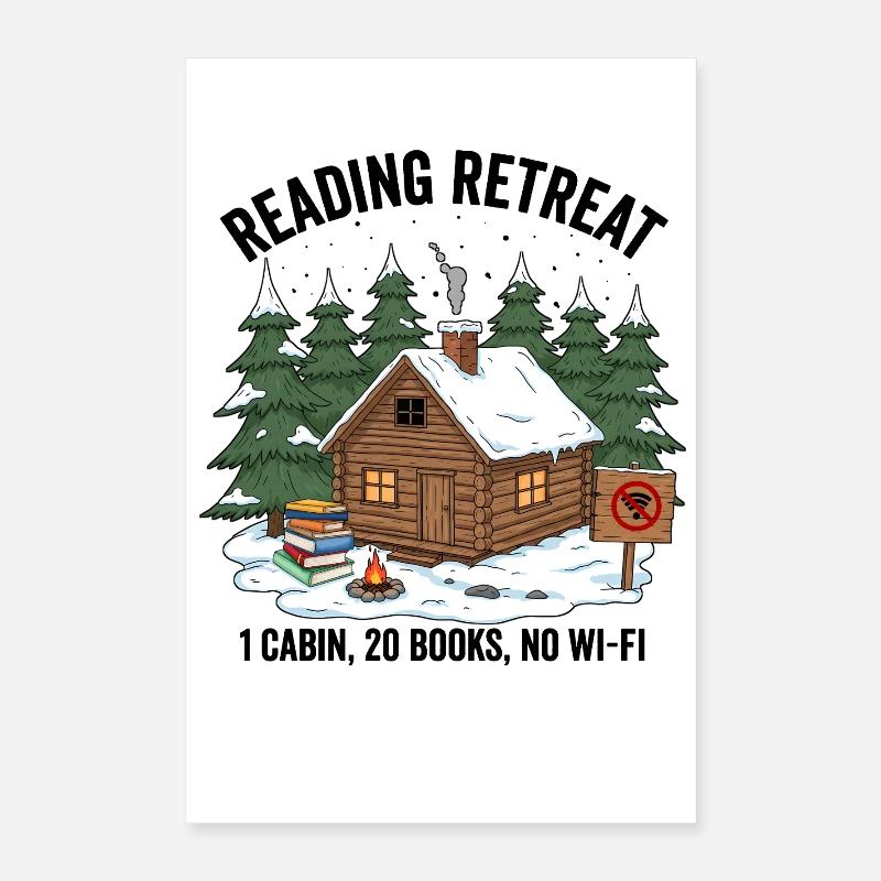 Winter Hut Reading Evening Poster 16" x 24" (40x60 cm)