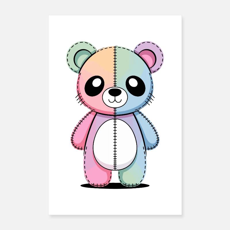 Kawaii Pastel Goth Patched Bear Poster 40 x 60 cm