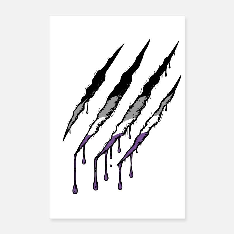 Ace Pride Claw - Marque de griffure de drapeau asexué Poster 40 x 60 cm