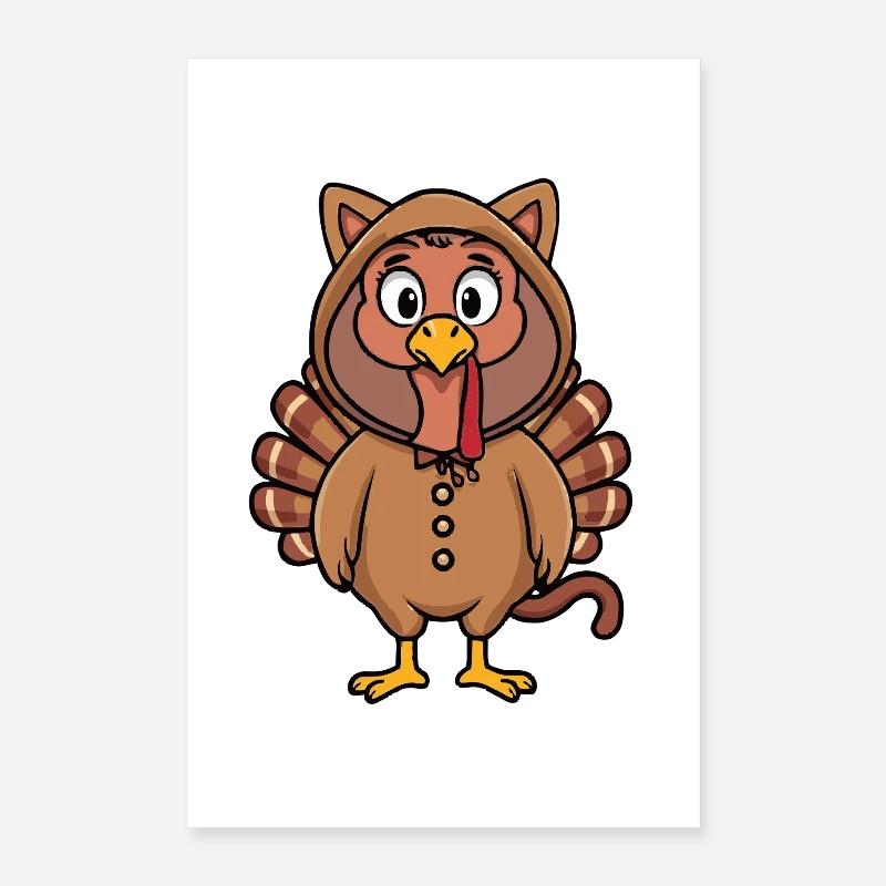 Drôle de chat de dinde Thanksgiving Poster 40 x 60 cm