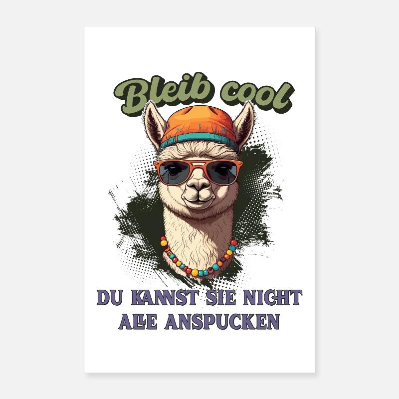 Llama Saying – Stay Cool, Funny Fun Shirt Poster 16" x 24" (40x60 cm)