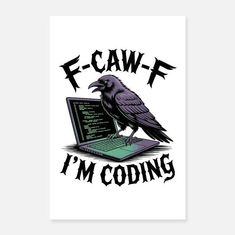 RabenCoder: Code Raven am Laptop Poster 40x60 cm
