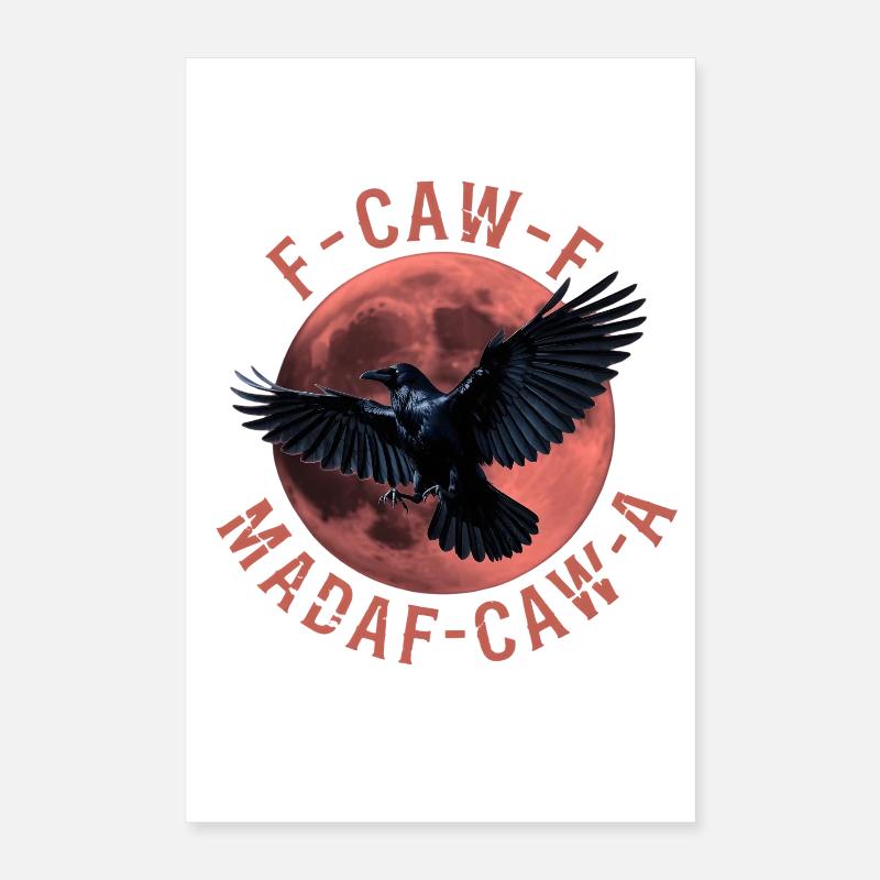 Vol de corbeau devant une lune rouge Poster 40 x 60 cm