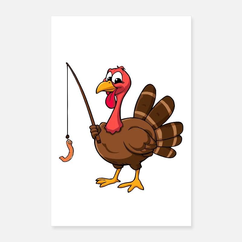 Drôle de pêche à la dinde Thanksgiving Poster 40 x 60 cm
