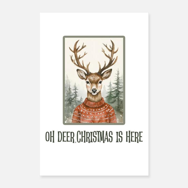 Oh Cerf, Noël est là Poster 40 x 60 cm