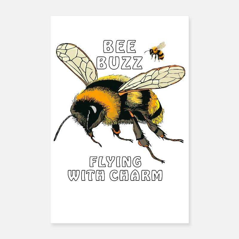HUMLOR BEE BUZZ FLYGER MED CHARM Poster 40x60 cm