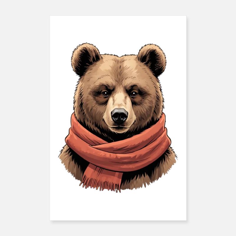Ours avec écharpe rouge Poster 40 x 60 cm