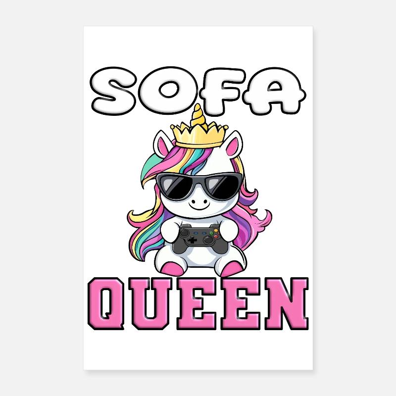 Einhorn - sofa queen zocken Poster 40x60 cm