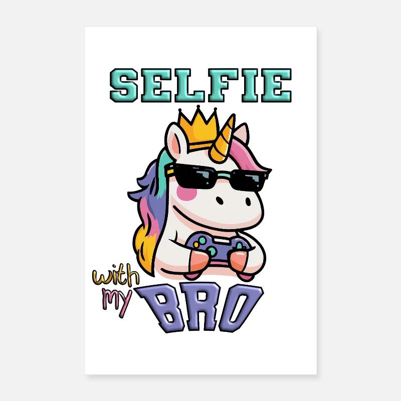 Einhorn - selfie with my bro controller Poster 40x60 cm