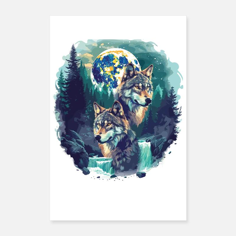 Retro Outdoor Wilderness Bear Trees Poster 16" x 24" (40x60 cm)