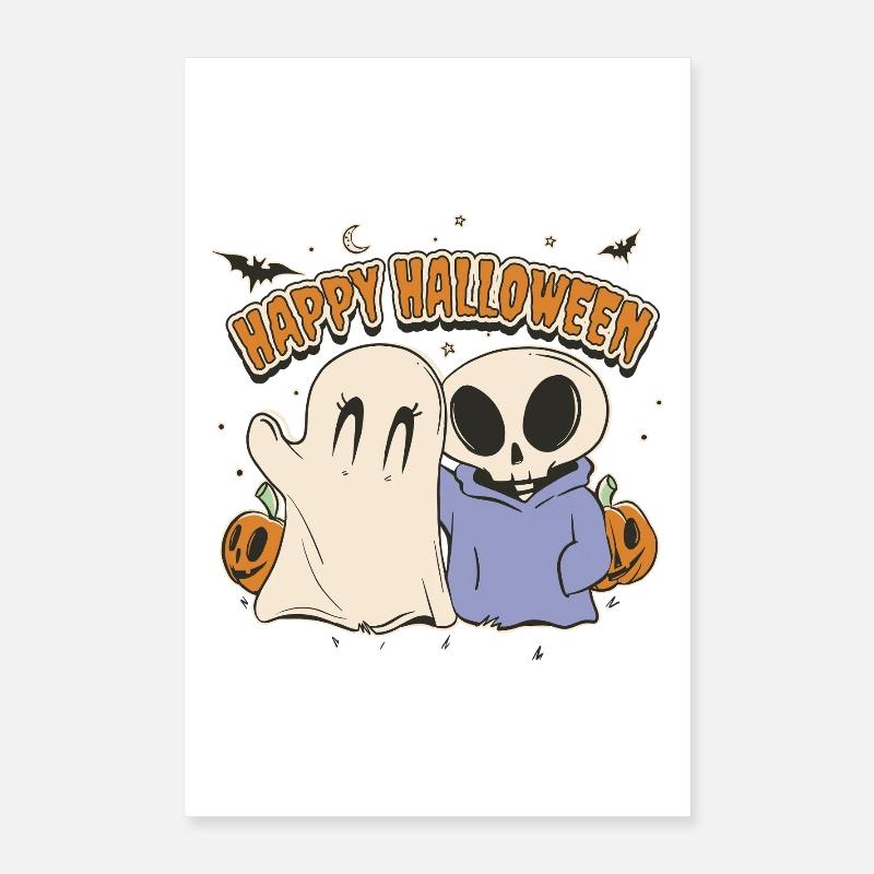 Fantôme et squelette Halloween Poster 40 x 60 cm