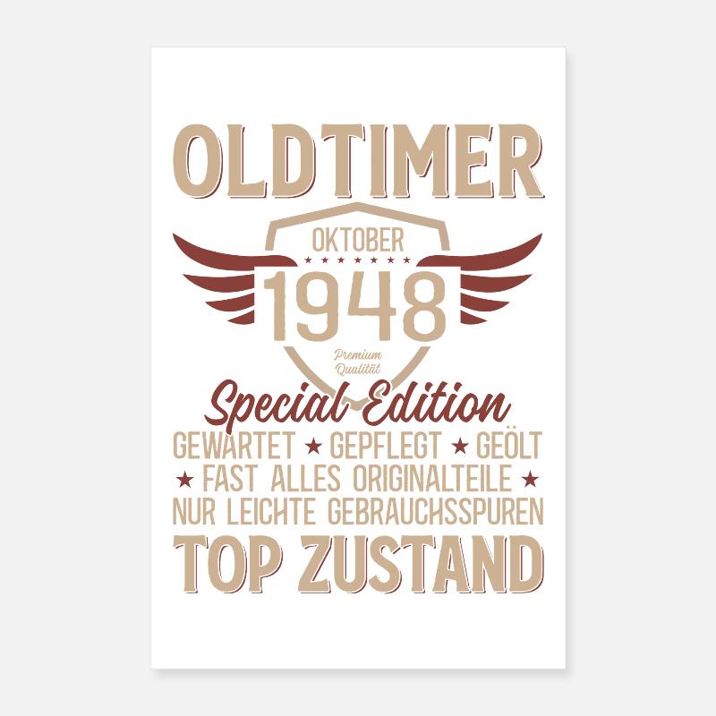 77. Geburtstag Geschenk Oldtimer Oktober 1948 Poster 40x60 cm