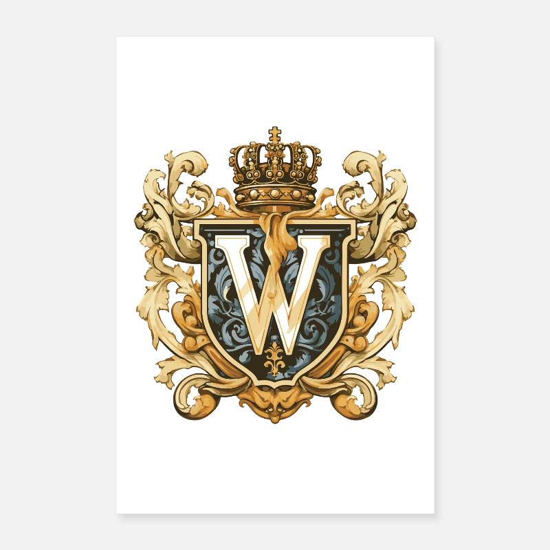 W Buchstabe Name Krone Poster 40x60 cm