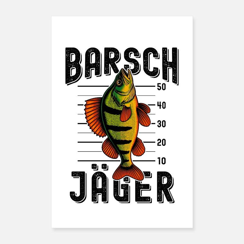 Barsch Jäger Barschangler Barsch Barsche angeln Poster 40x60 cm