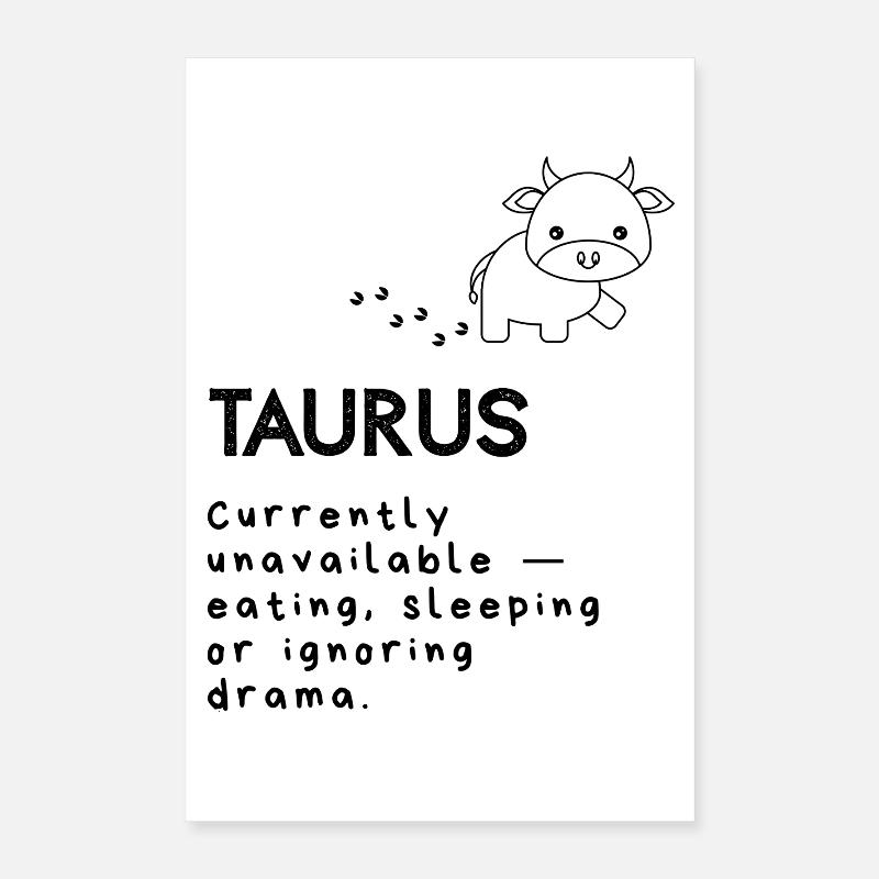 Dessin animé mignon du Taureau - Mode sieste activé Poster 40 x 60 cm