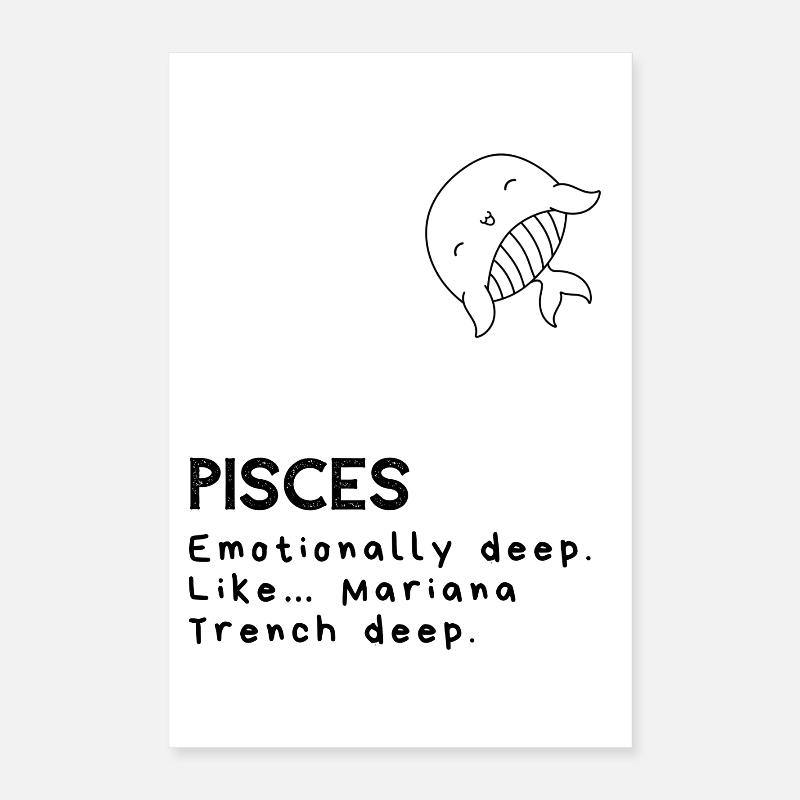 Dessin animé Poissons mignons - Poisson émotionnel Poster 40 x 60 cm