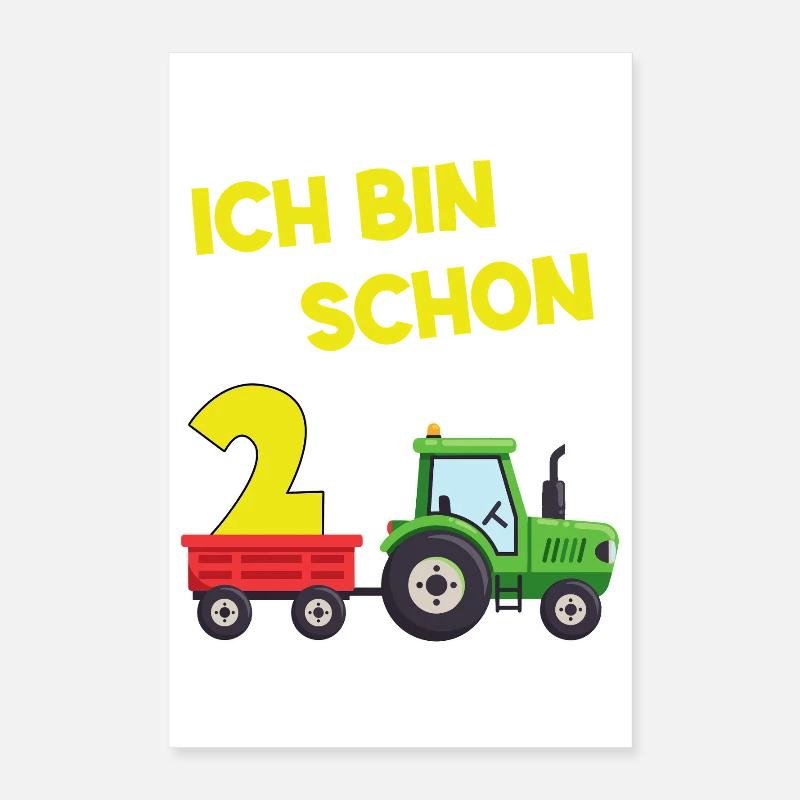 Ich Bin Schon 2 Traktor 2 Jahre Alt Geburtstag  Poster 40x60 cm