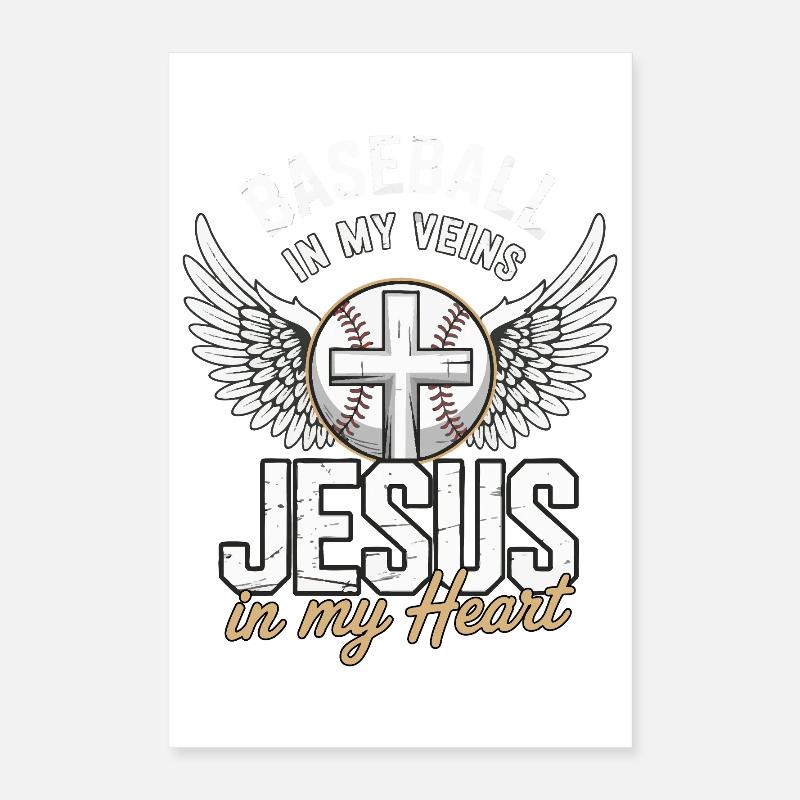 Baseball & Jésus – Conception d’une croix avec des ailes Poster 40 x 60 cm