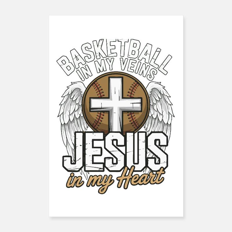 Baseball & Jésus – Conception d’une croix avec des ailes Poster 40 x 60 cm