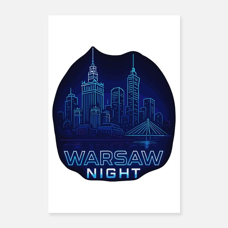 Nuit de Varsovie – Skyline Design Pologne Poster 40 x 60 cm