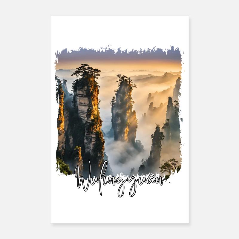 Aquarelle de Wulingyuan, Chine de Wulingyuan Poster 40 x 60 cm
