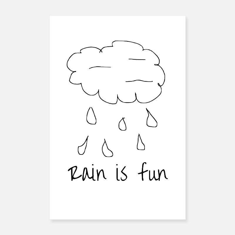 Rain is Fun Cartoon Design Poster 16" x 24" (40x60 cm)