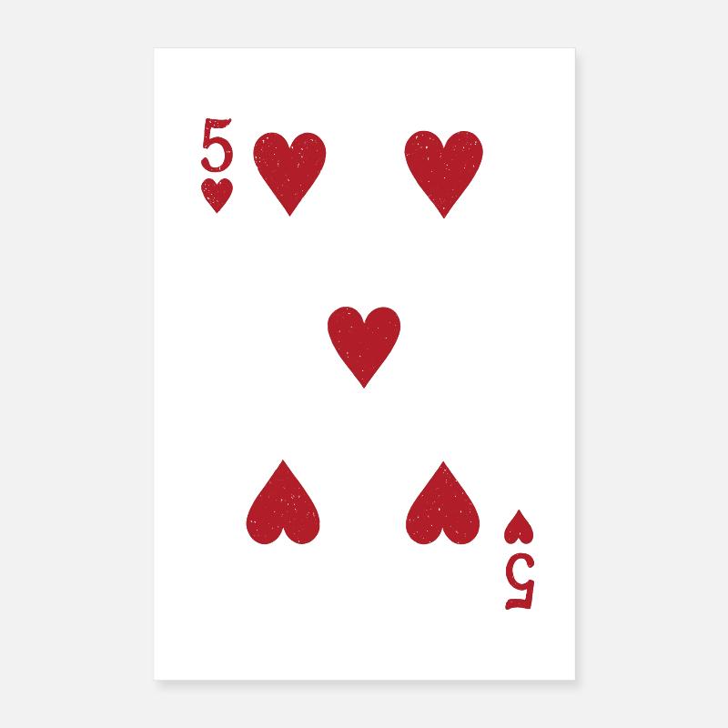 Five Hearts Double Head Card Rome Poker Poster 16" x 24" (40x60 cm)