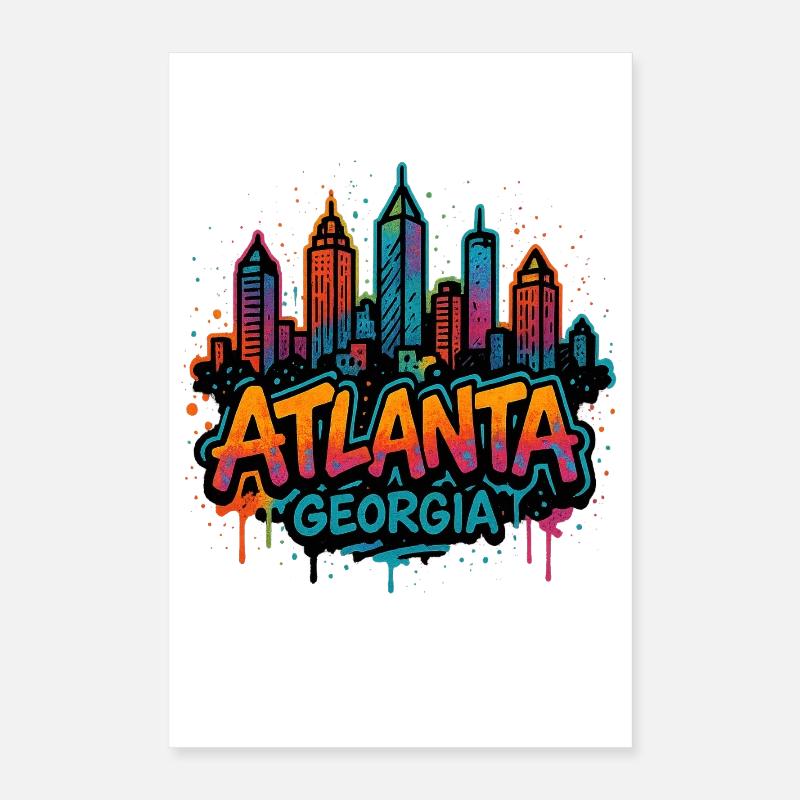 Graffiti sur la Skyline d’Atlanta Poster 40 x 60 cm