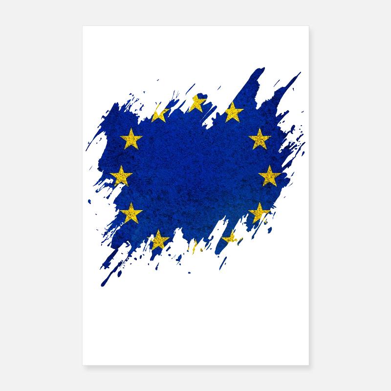 Drapeau de l’Europe, style déchiré Poster 40 x 60 cm