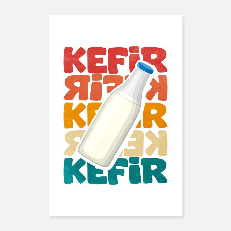 Kefir Bottle Motif Retro Poster 16" x 24" (40x60 cm)