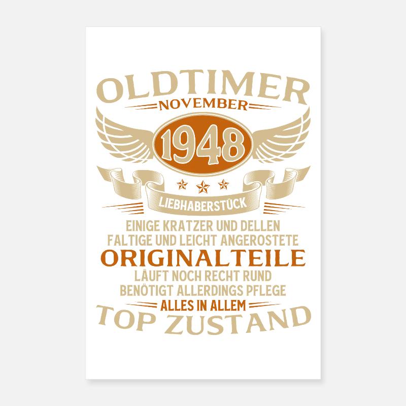 77. Geburtstag Geschenk Oldtimer November 1948 Poster 40x60 cm