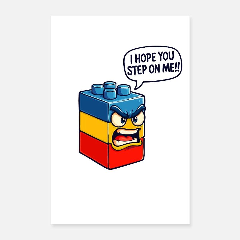 Ich hoffe, du trittst auf mich Brick Builder Block Building Poster 40x60 cm