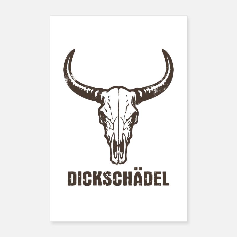 Stierkopf Schädel mit Hörnern - Dickschädel Poster 40x60 cm
