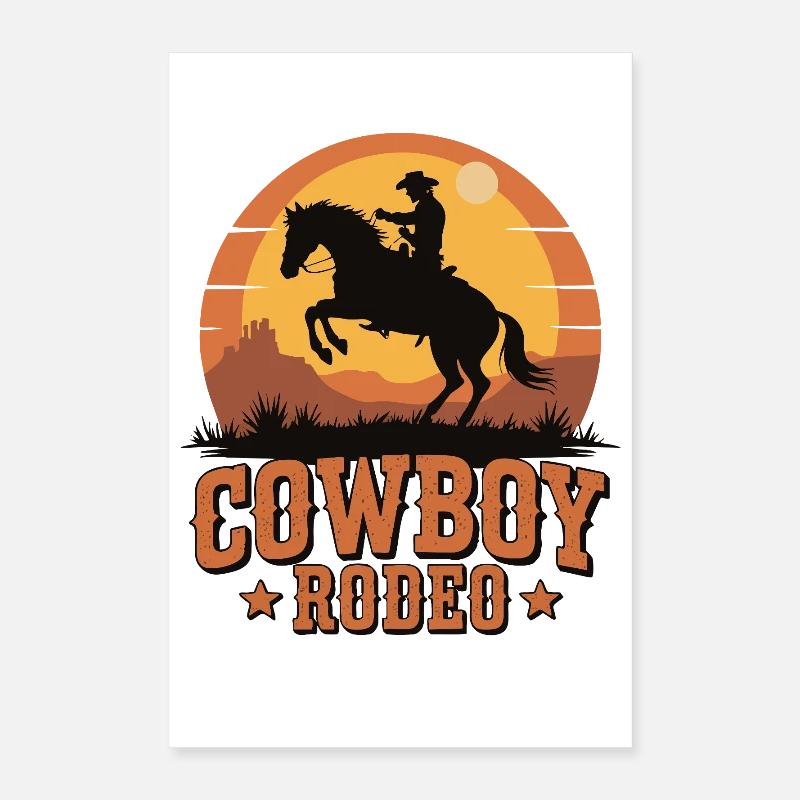 Rodéo de cow-boy - Wild West Sunset Design Poster 40 x 60 cm