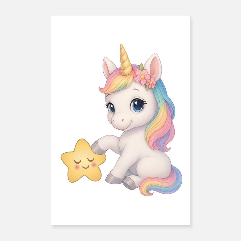 Regenbogen Mädchen Einhorn Unicorn Poster 40x60 cm