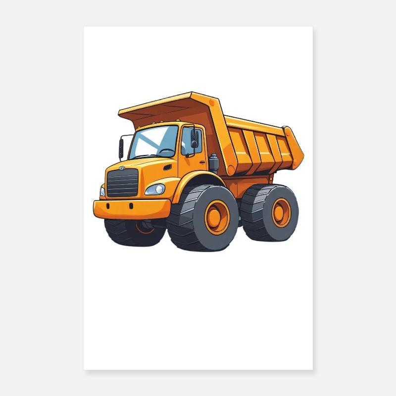 Gelber Cartoon Muldenkipper Poster 40x60 cm
